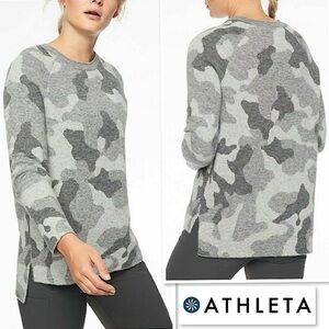 ATHLETA  Grey Undercover Camo Pullover Sweater